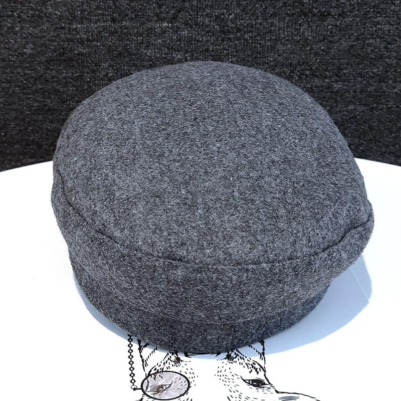 Winter hat new female tide Internet celebrity navy hat autumn and winter woolen rivet beret flat hat