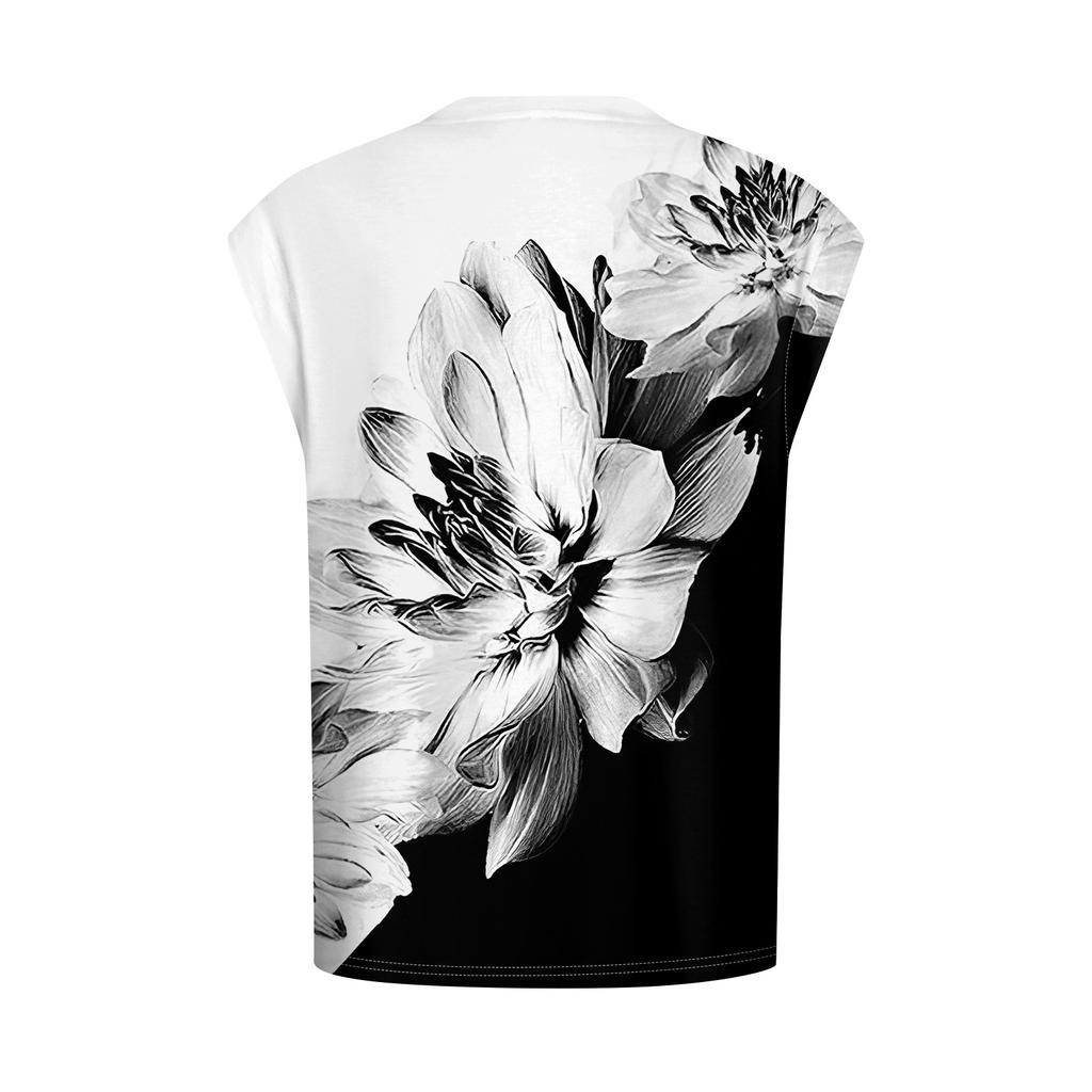 Women's Cap Sleeve Top Summer Printed Tank Top Basic T-Shirt Casual Loose