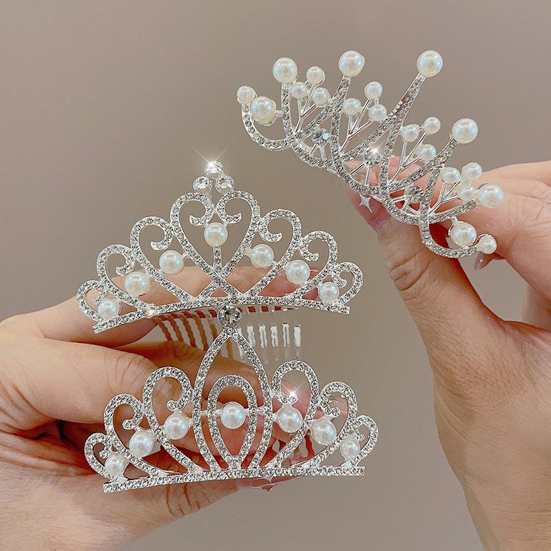 Love Heart Shaped Headbands Decorative Girls Hair Accessories Rhinestone Crown Hair Comb Elegant Children'S Birthday Gift Crown