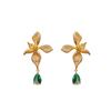 18k Real Gold Electroplated Silver Needle Light Luxury Zircon Flower Water Drop Earrings Retro Court Style Niche High-end Earrings