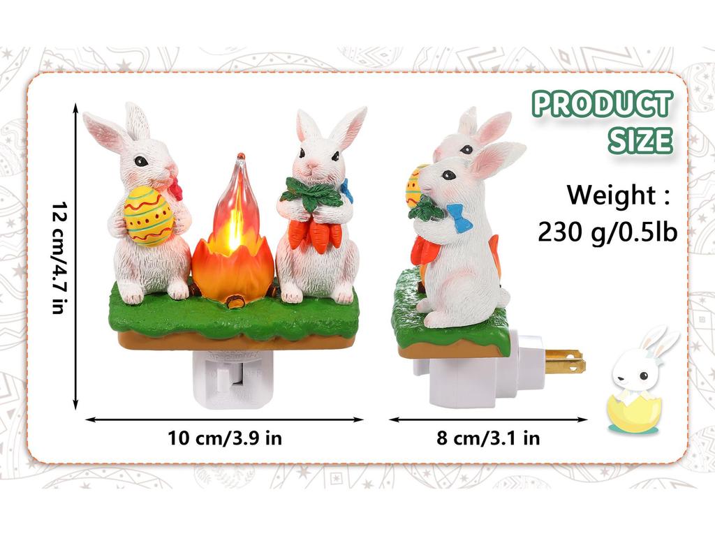 Easter Bunny Resin Craft with Flashing Lights for Kids' Room Decor