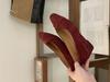 2025 new autumn suede round head outer slope heel suede word with versatile niche evening breeze shallow mouth women's single shoes