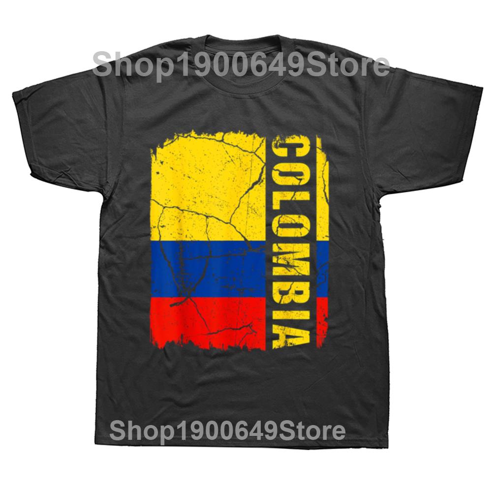 Funny Vintage Colombian Flag Colombia Pride T Shirts Summer Graphic Cotton Streetwear Short Sleeve Birthday Gifts Tshirt Men