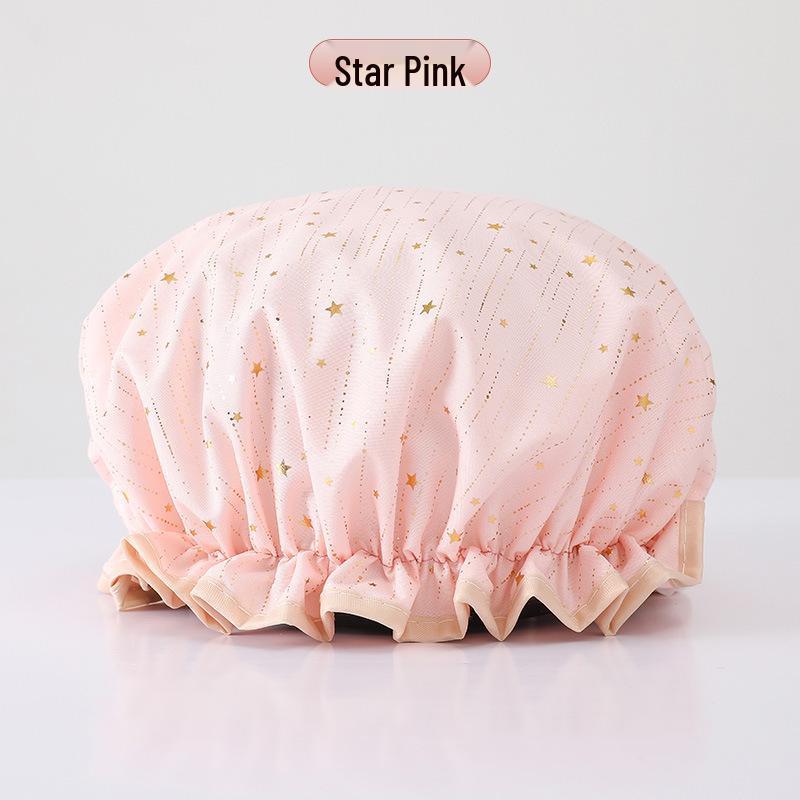 Wasserdichte Doppelschicht-Duschhaube für Frauen - Anti-Öldampf-Badekappe, Perfekt für trockenes Haar, Mädchen und den Hausgebrauch