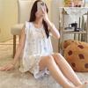 Pajamas Women's Summer Cotton and Silk Thin Suspender Sexy Cotton Silk Loungewear Sweet Shorts Two-piece Set Air Conditioning Clothing Summer