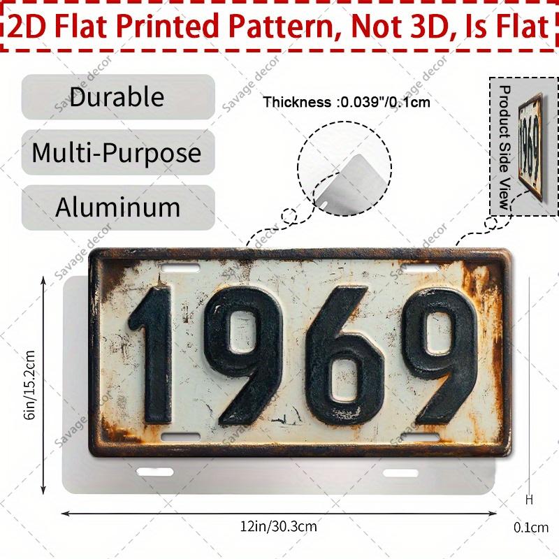 

Vintage Distressed White Black Number D Flat Printing Retro License Plate Style Metal Tin Sign Nostalgic Sixties Themed 15x30cm(5.9x7.8inch)