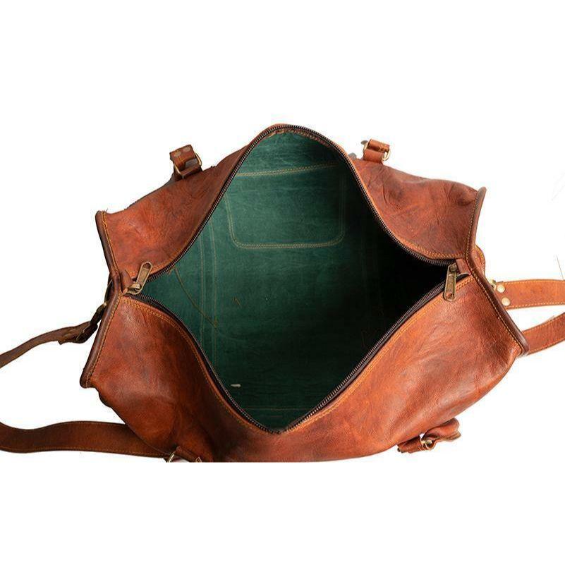 25" Men Genuine Leather Duffel Bag Travel Weekender Overnight Luggage (25 Inch)