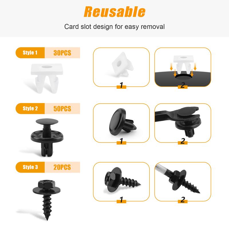 100Pcs Engine Under Cover Retainer Clips for Toyota 90467-07201 90189-06193 90159-60477 Push-Type Fastener Nut Screw Bolt
