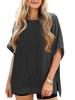 T-shirt da Donna a Coste Manica a Pipistrello Manica Corta Vestibilità Larga Tunica Estiva