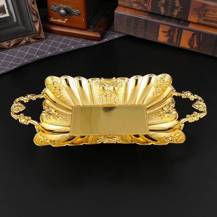 Cake Display Plate Metal Dessert Display Platter Decorative Snacks Plate Cake Serving Dish for Home Party Kitchen