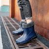 2024 New Outdoor Casual Men's Warm Ankle Thick-Soled Rain Boots Non-Slip Waterproof Shoes Solid Color Mid-Tube Rain Boots 36-45