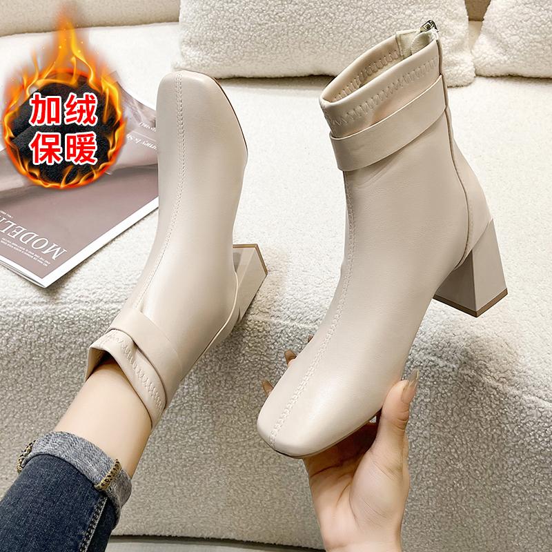 Fashion Aphixta 7cm High Heel Black Modern Boots Warm Lining Ankle Boots Women Winter Snow Boot Zip Shoes botas mujer botines Big Size42