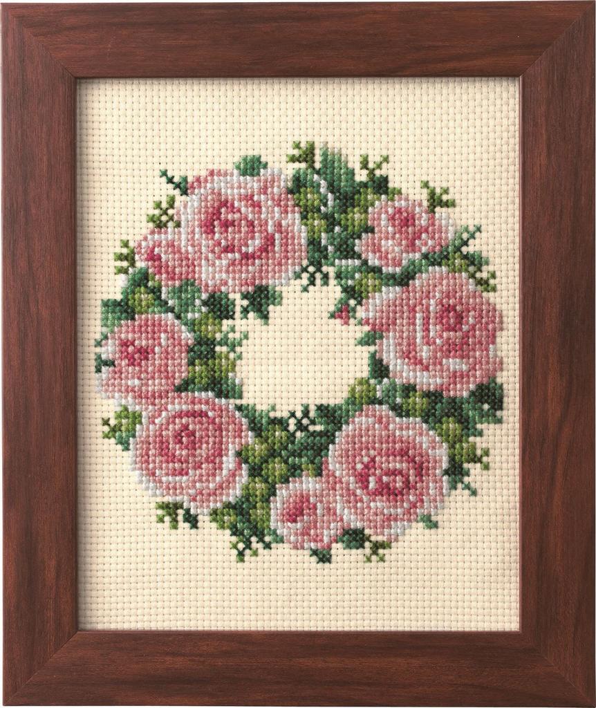 COSMO Embroidery Kit: Seasonal Flower Arrangement Rose Wreath No. 522209