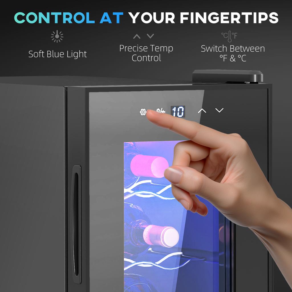 Six Bottle 8-18 Degrees C Countertop Wine Fridge - Black