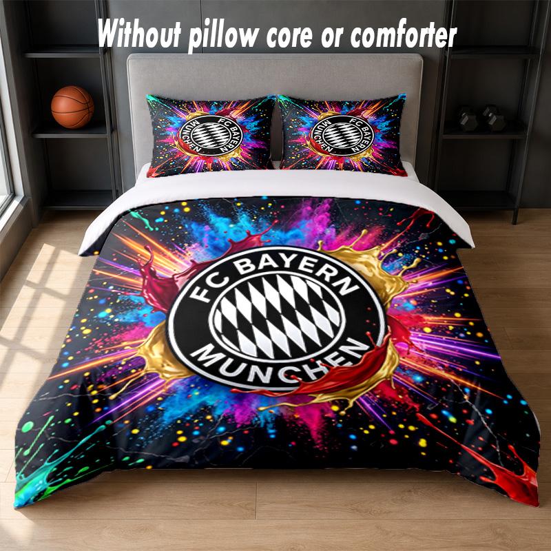 Set Biancheria da Letto Design Bayern Monaco 1 Copripiumino + 2 Federe Morbido Traspirante Biancheria da Letto per la Casa