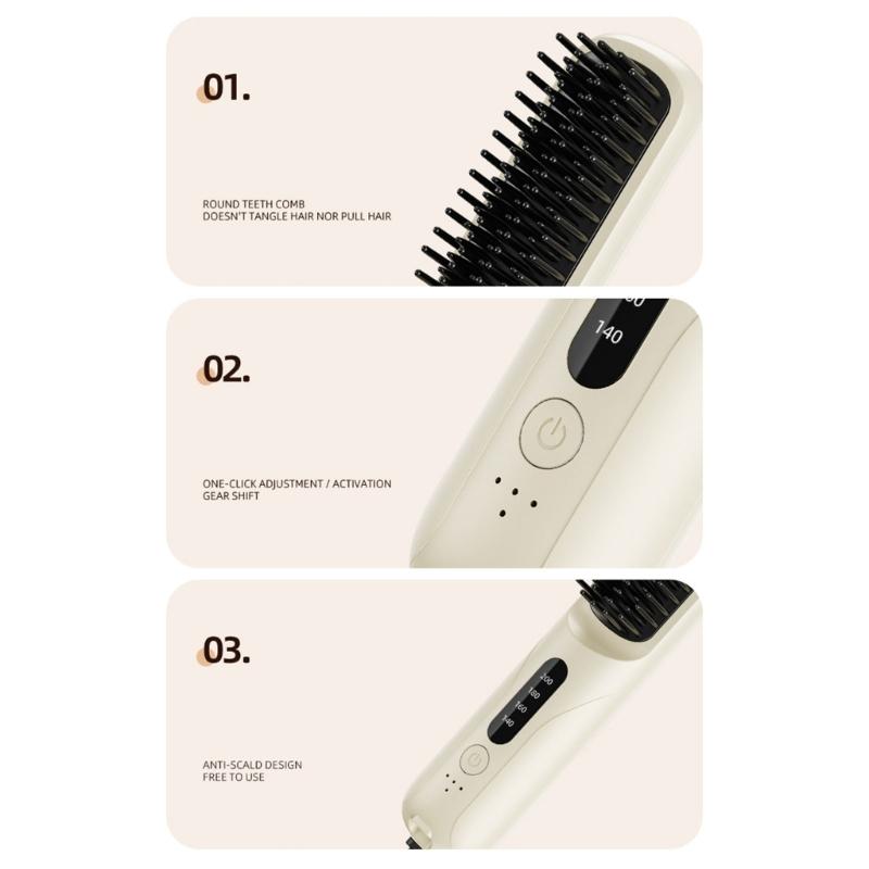 Portable Straightening Comb With Auto Shut Off Feature And Ceramic Coated Plates For Damage Free Hair Care