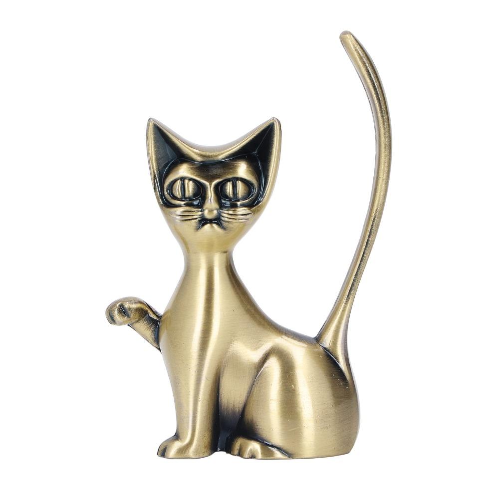 Zinklegierung Ringorganizer Massivmessing Katzenstatue Schmucktürme Katzenplastik Für Katzenliebhaber