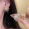 Elegant Sparkling Firework Earrings Pearl Like Dangling Korean Fashion Firework Starburst Ear Studs Zircon
