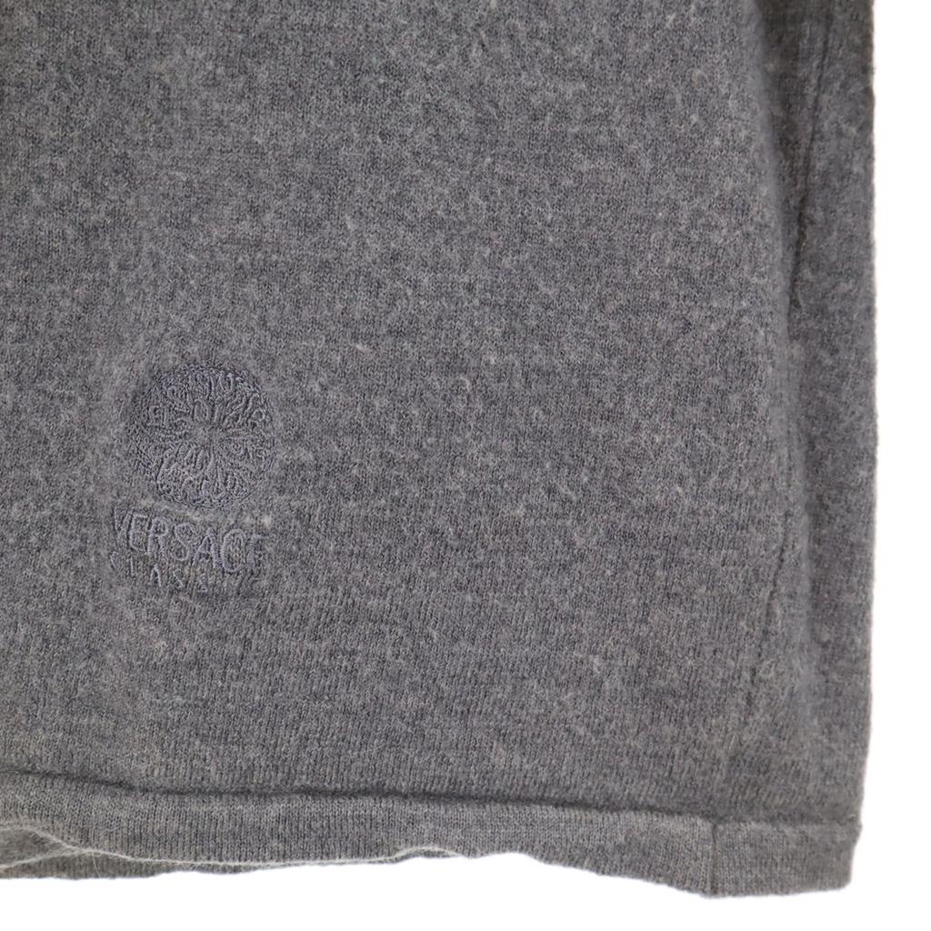 VERSACE CLASSIC V2 Long Sleeve V Neck Sweater M Gray Knit Women Used