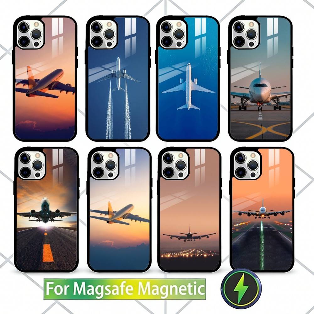 Airplane Plane Phone Case For iPhone 14,16,15,13,17,12,Plus,Pro,Max Magnetic For Magsafe Frosted Cover