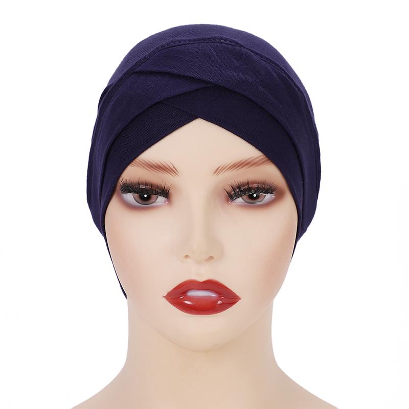 Cross Inner Hijab Women Stretch Turban Hat Lslamic Underscarf Bonnet Hat  Cotton Jersey Inner Hijab