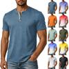 Men's Short Sleeve Henley Shirt Casual Button Placket Top Lightweight Breathable Summer T-Shirt Slim Fit Soft Fabric