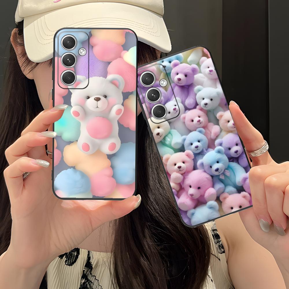 Kawaii Cute Bear Phone Case for Samsung Galaxy S25 S24 S23 S22 S21 S20 Note20 Plus FE Ultra Colour Printing Pretty Luxury