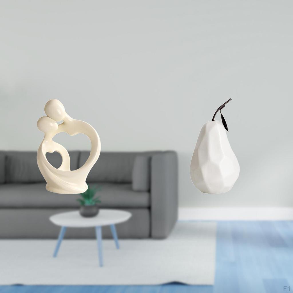 Artistic Resin Figurine Sculpture Collection Featuring Geometric Porcelain Fruit Ornament for Desk