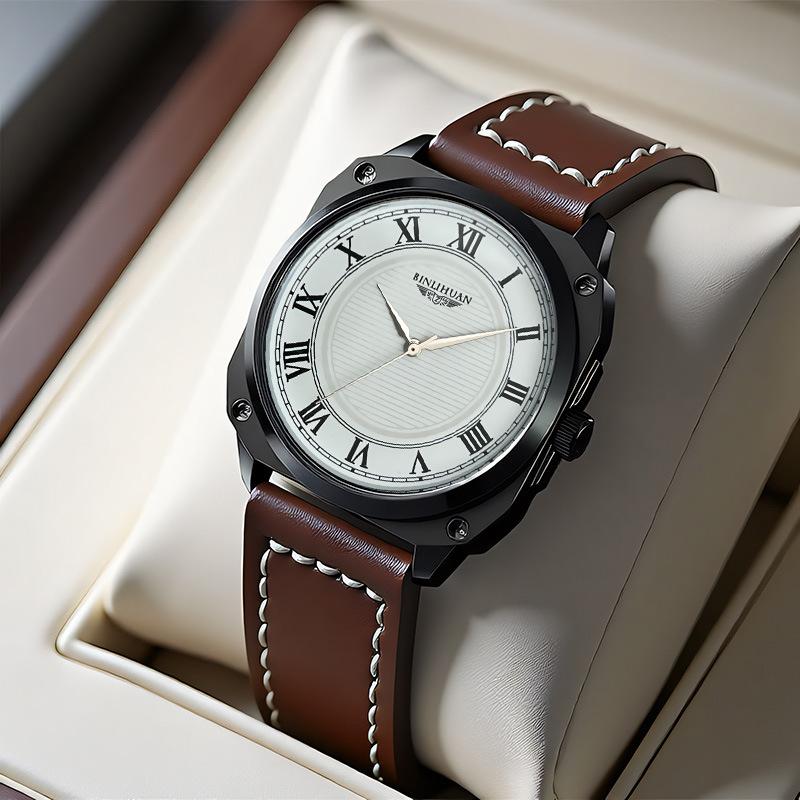 JYL Men's Watch Casual Waterproof Fashion Leather Strap