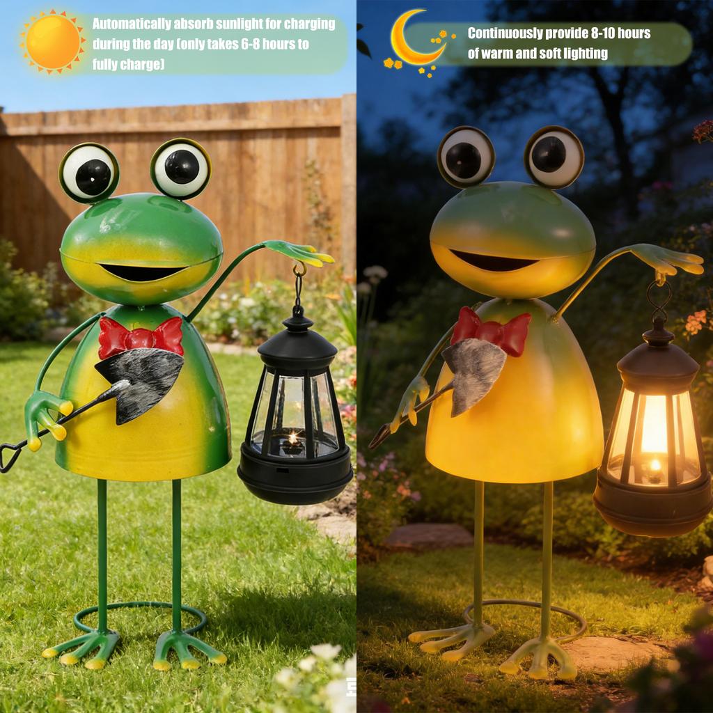 Solar Lights Frog Statue Waterproof Outdoor Solar Frog Garden Sculpture Solar Powered Frog Garden Statues Ornaments for Backyard