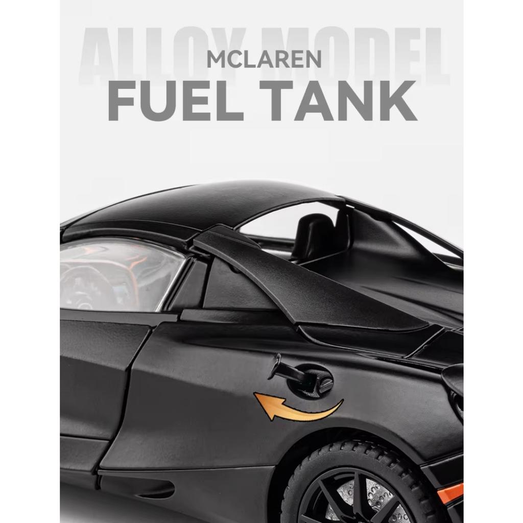 1/24 McLaren 720S Druckguss-Spielzeugauto, Miniatur-Cabrio-Modell, Pullback, Sound & Licht, Sammlung, Geschenk für Jungen und Kinder