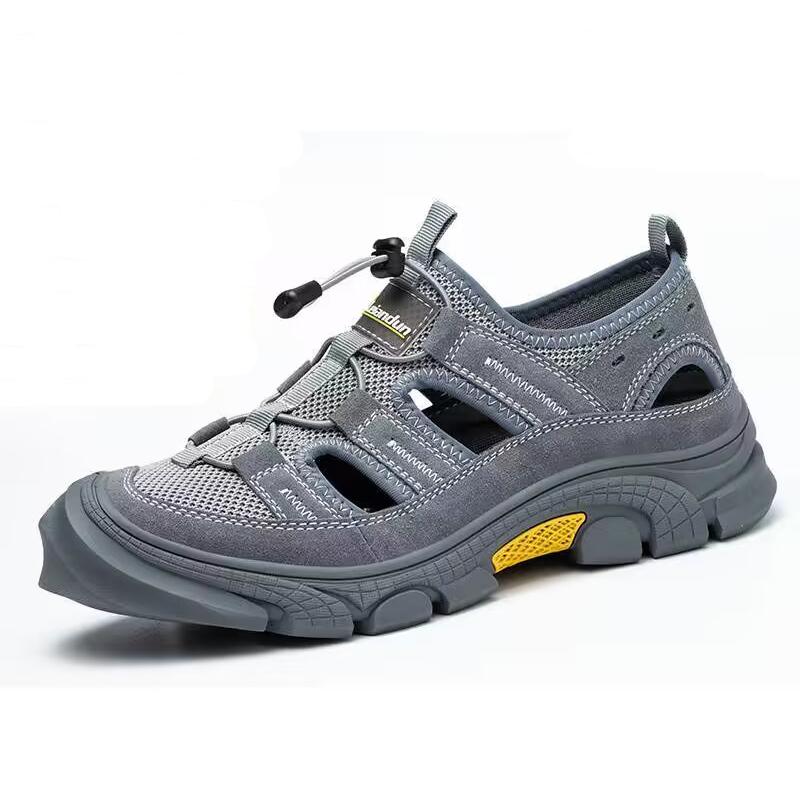 

mens casual steel toe covers working shoes summer safety shoe worker breathable tooling sandals security sneakers safe footwear 10.5 серый