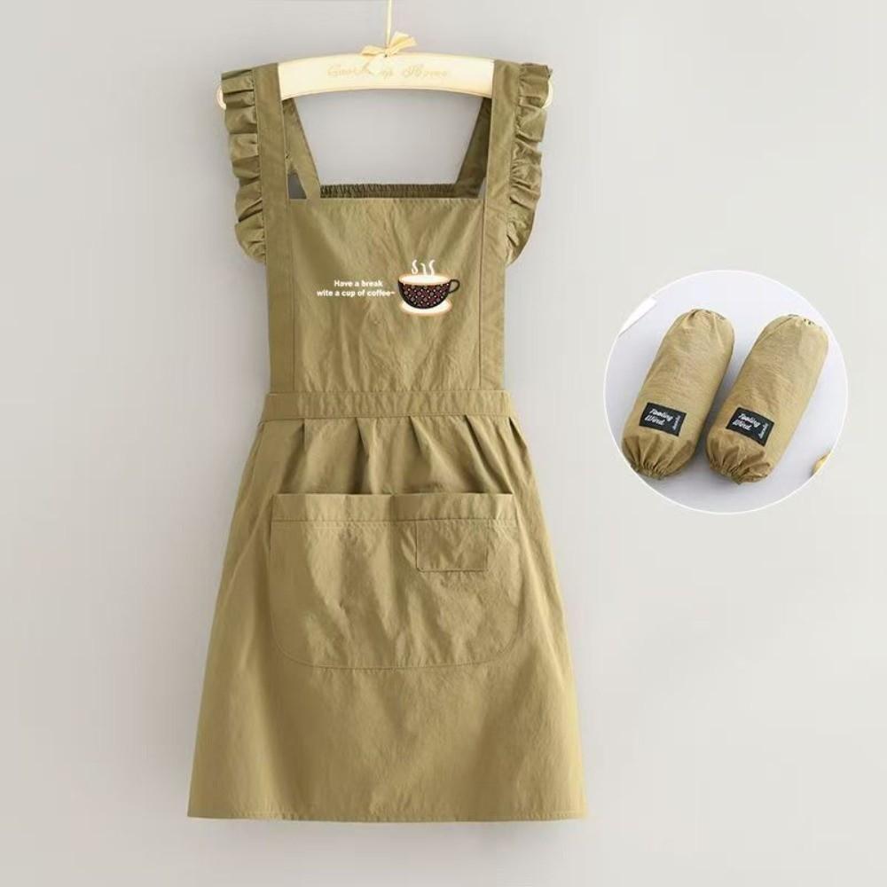 New Korean Style Pleats Trim Aprons Taslon Cross Back Dress Aprons Large Pockets Waterproof Painting Apron for Florist Shop