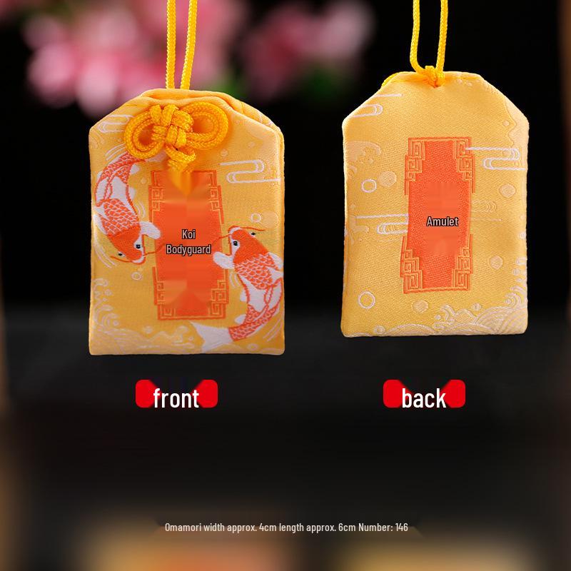 Japanischer Omamori Knoten Glücksbeutel: Bestickter Brokat-Anhänger für Auto oder Zuhause zur Anziehung von Wohlstand