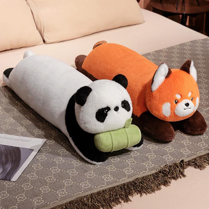 Cartoon-Tier Panda Langes Wurfkissen Plüschtier Puppe Waschbärpuppe Mädchen Schlafbeinpuppe