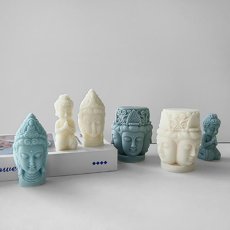 Soška Buddhy Svíčka Silikonová forma 3D postava Aromaterapie Sádrové formy Ručně vyráběné Mýdlo Pryskyřice Formička DIY Dort Čokoláda