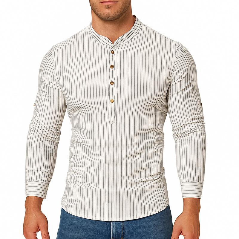 New Spring Men's Fashion Printed Long Sleeve Shirt Casual Versatile Daily Wear Top