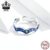 Everle Blue Starry Sky Sterling Silver Gold-Plated Open Ring S925
