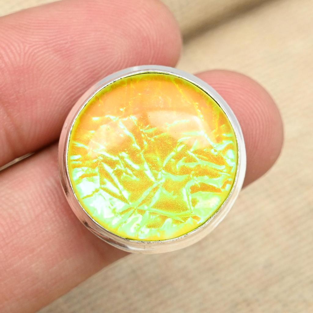 Inel cu piatră prețioasă opală triplet galben australian din argint 925 Bijuterii lucrate manual Cadou de Crăciun