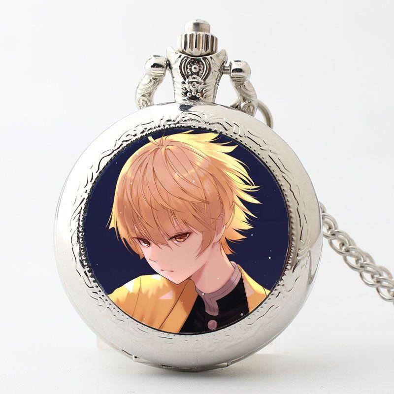 Demon Slayer Peripherals Kamado Tanjirou Pocket Watch Watch Cartoon Necklace Student Simple Anime Creative Holiday Gift