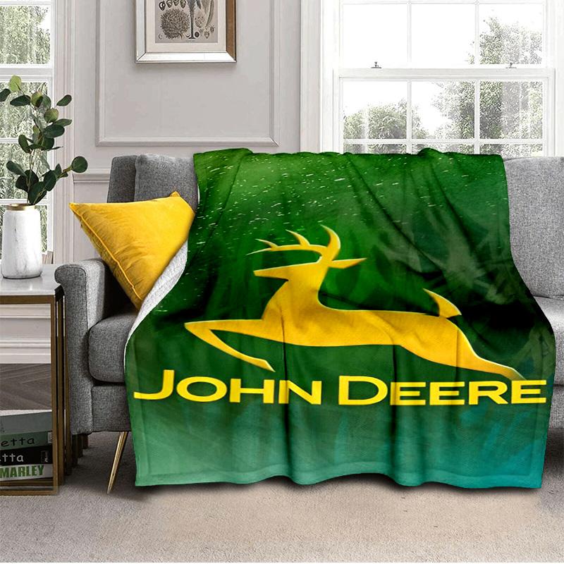 John Deere Logo Design Decke Geeignet für Sofas, Betten, Büros und Camping - Perfektes Geschenk für Halloween Weihnachten