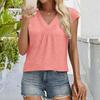 Damen Casual V-Ausschnitt T-Shirt Kurzarm Top