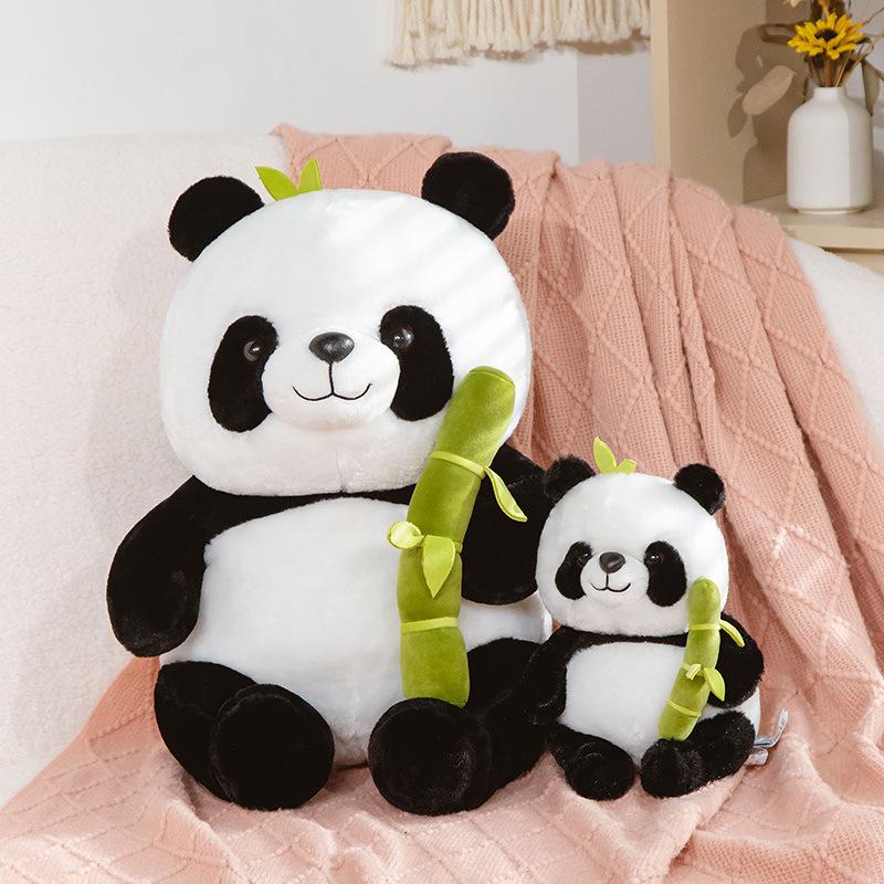 Creative bamboo panda plush toy Sichuan panda rag doll zoo event gift