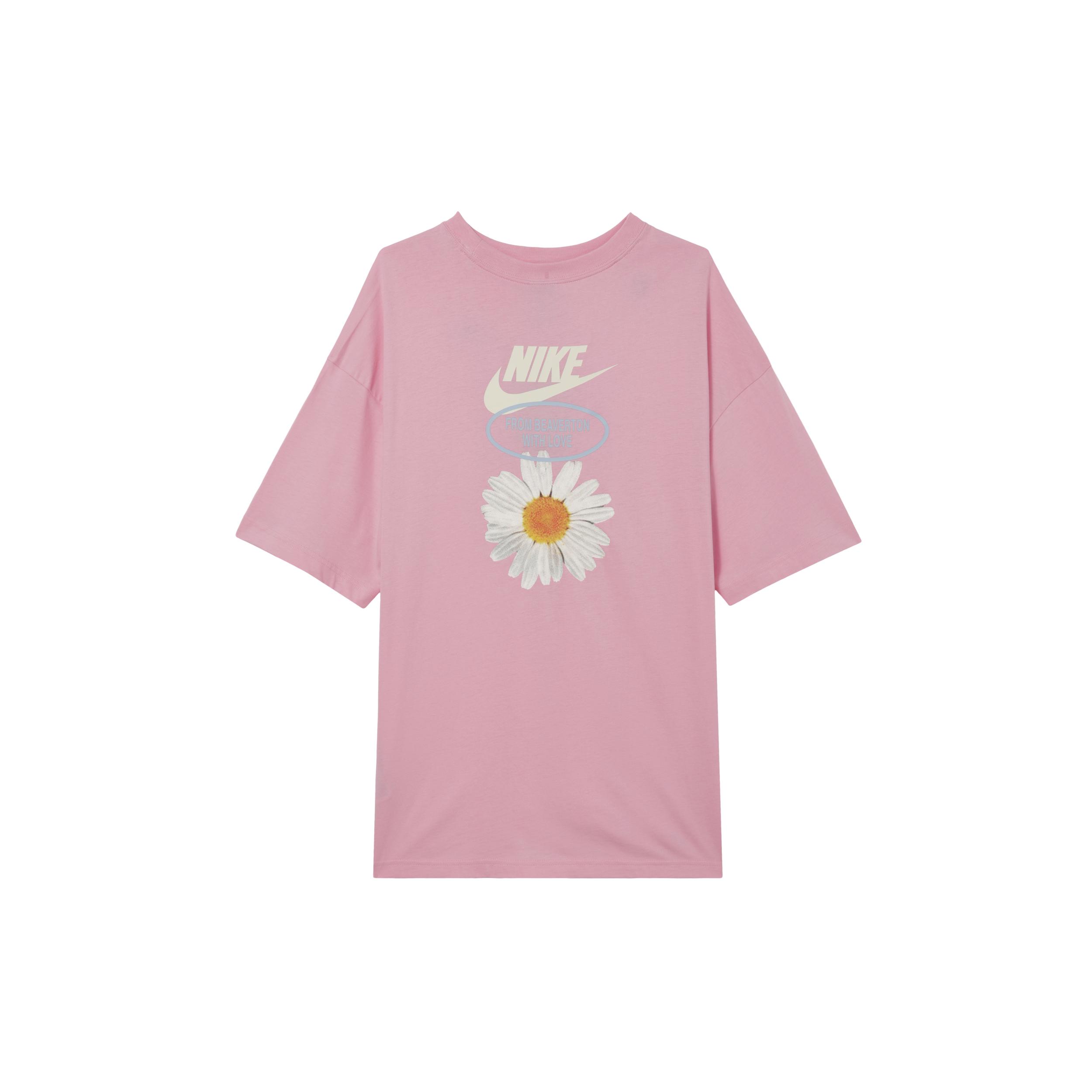 

New Nike Sportswear Drop Shoulder Sleeve T Shirt Women s Rise Pink HJ9427-662 S