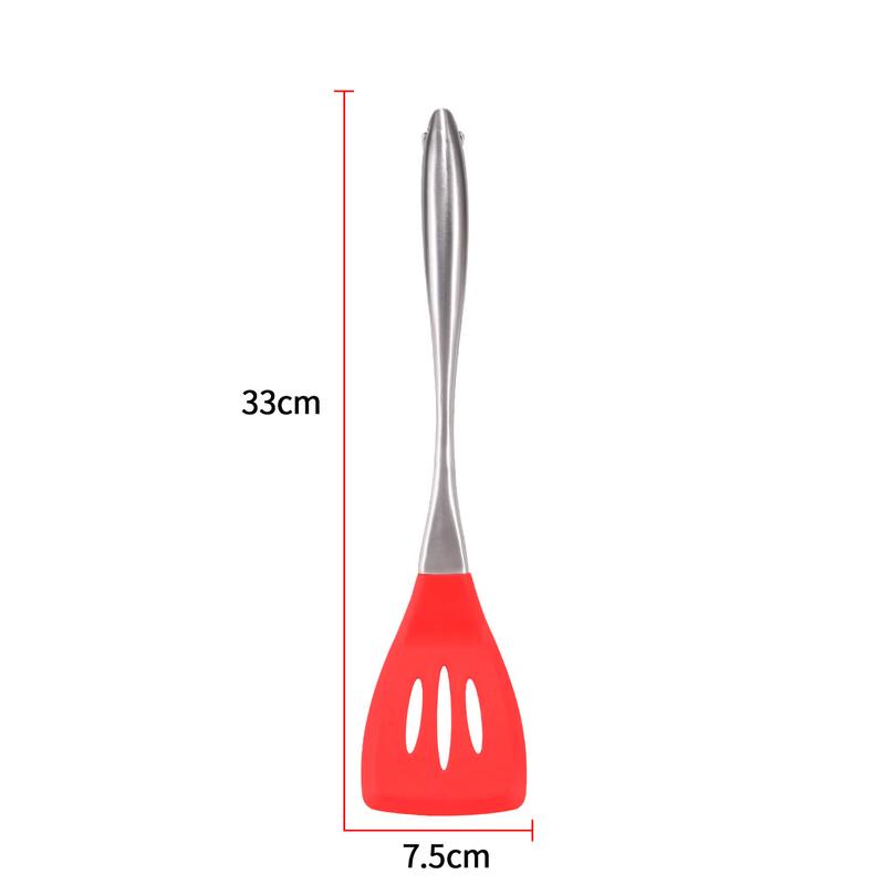 ZISIZ 430 Stainless Steel Red Slotted Spoon Set