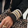 Metal Retro Spring Bracelet Thick Women's Hand Bracelet Hip-Hop Thread Texture Bangle  Men Women