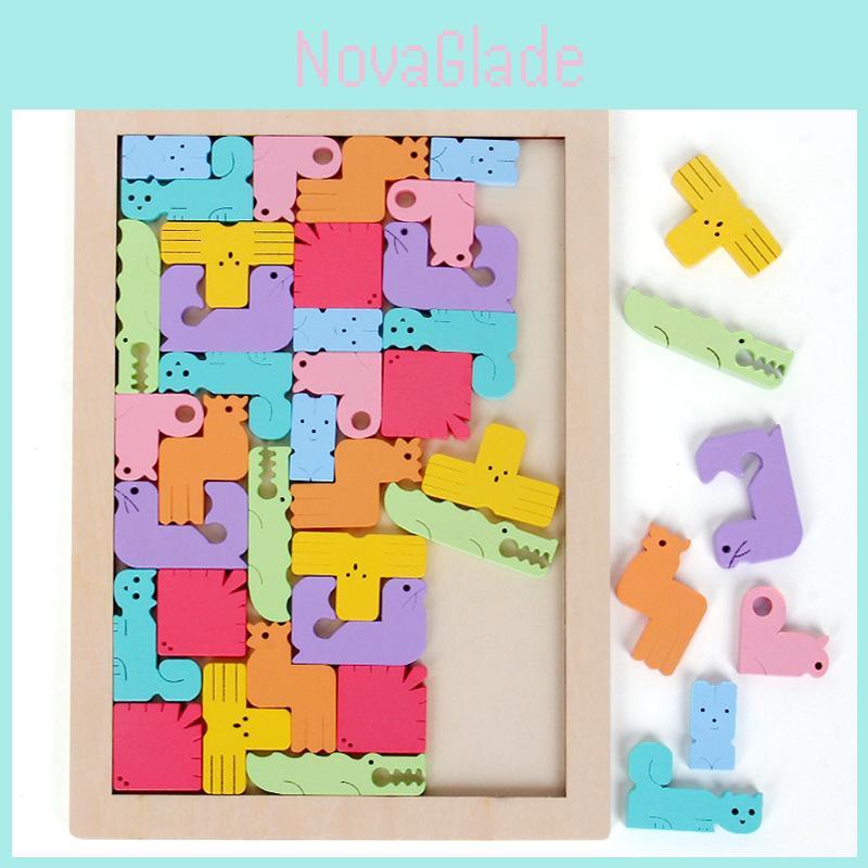 Wooden Animal Puzzle Block Educational Toy For Kids Learning And Development