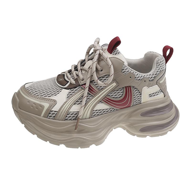 

Кроссовки на подошве с вакуумной пленкой женские 2025 осень новая обувь платформа кроссовки универсальные повседневные увеличивающие рост папины кроссовки 40 шампанского