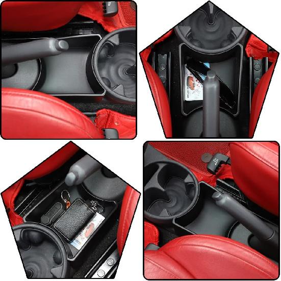 HAPPYHORSE Car Console Storage Box Organizer Tray Compatible with Fiat 500 2007-2015 Central Control Water Cup Holder Storage Box Organizer Tray