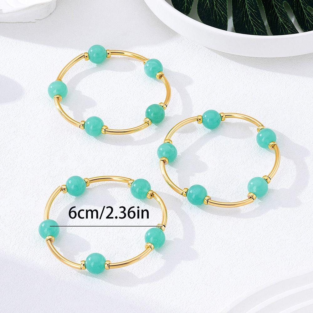 Stacked Ball Thick Gold Bracelet Elastic Jewelry Accessories New Beaded Bracelet  for Women Girls